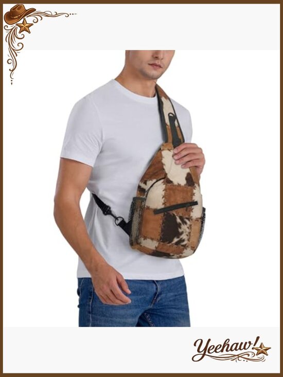 Cow Print Sling Bag Crossbody Backpack Adjustable Strap Casual Daypack